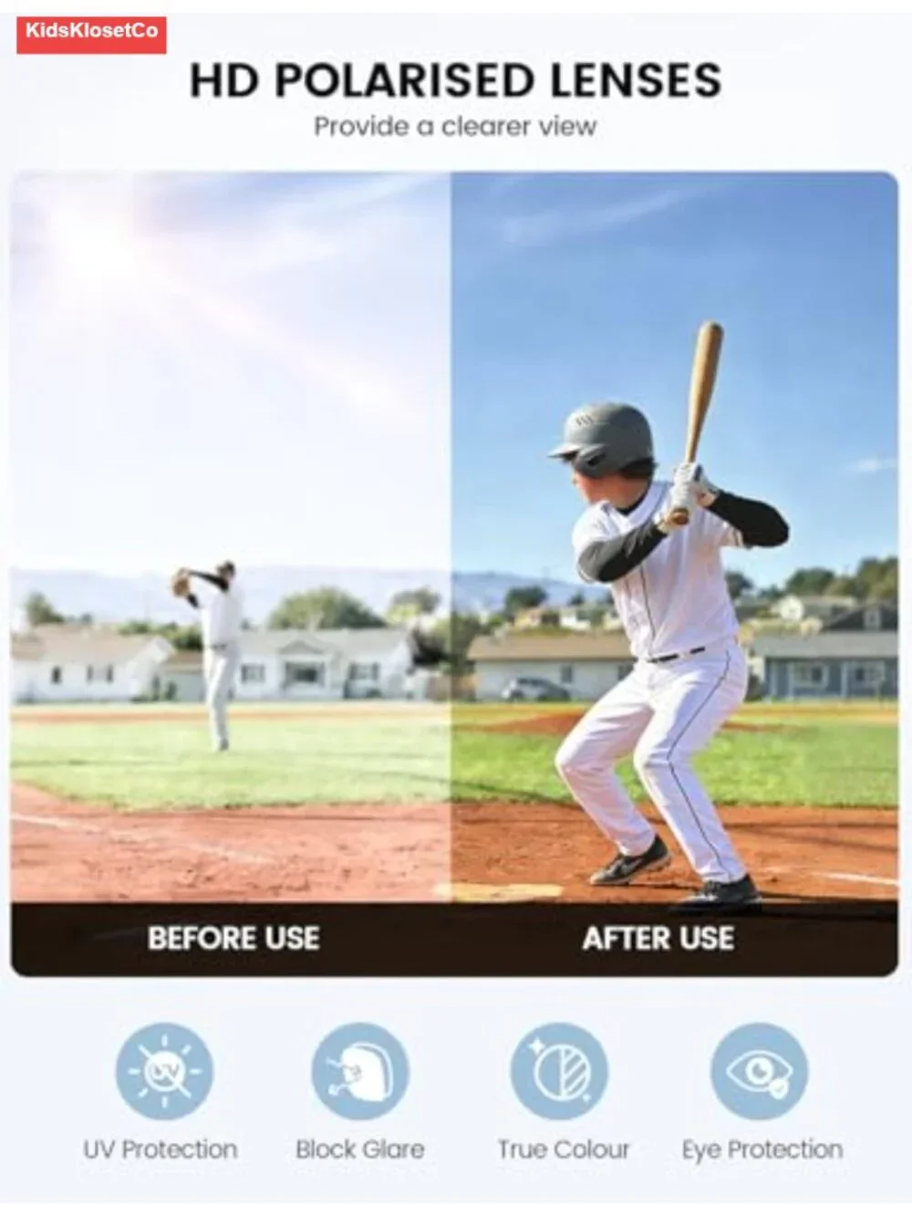 Polarized Kids Baseball Sunglasses UV400 Protection Sports Cycling for Boys